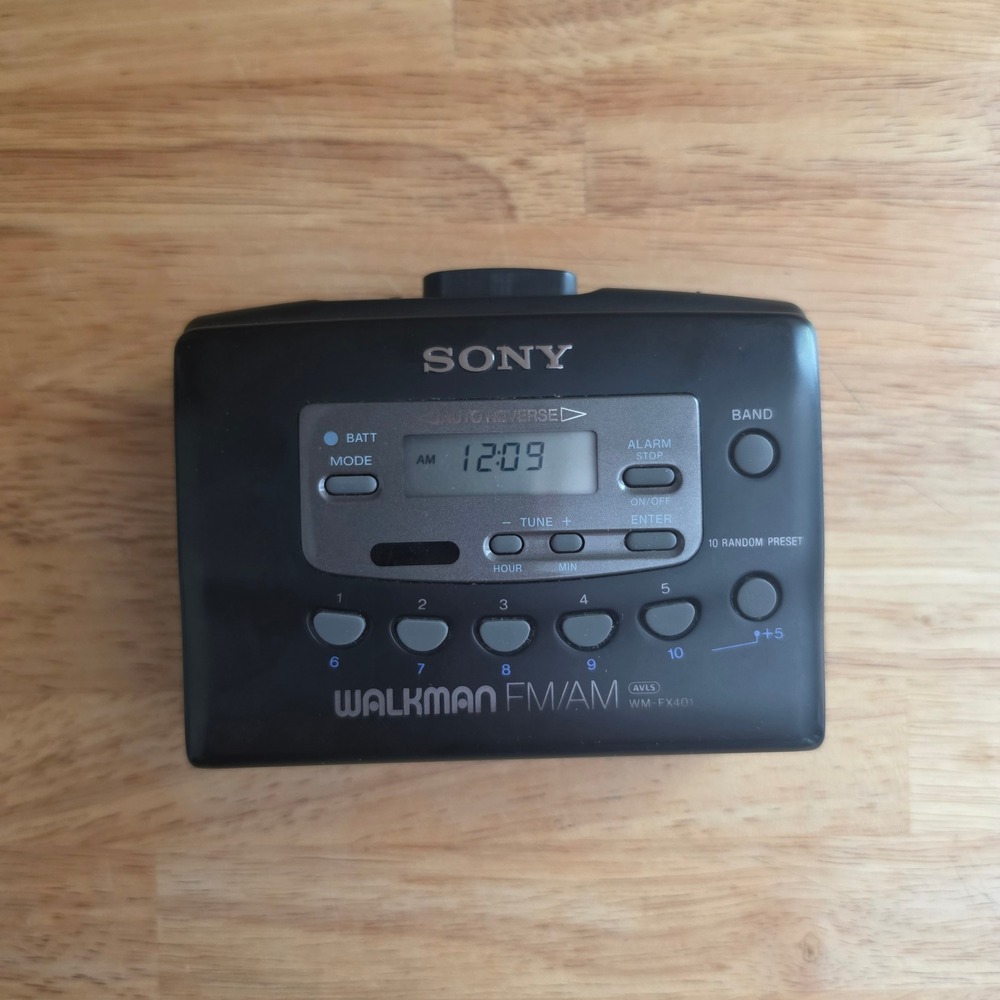 Sony Walkman Cassette Player Black WM-FX401 Auto Reverse Radio- FOR PARTS AS IS